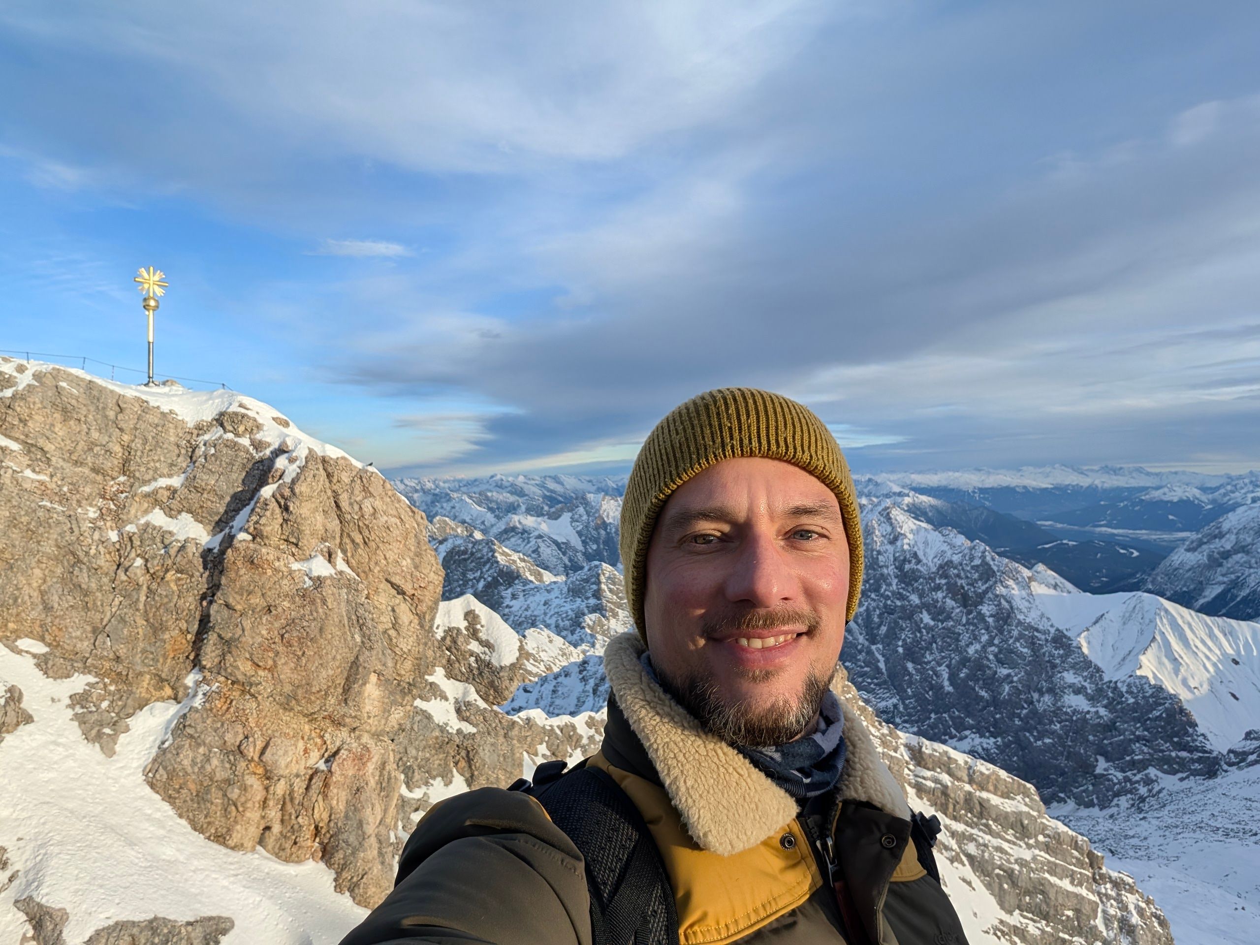 View from the Zugspitze summit over the Alps.